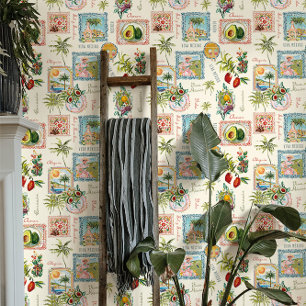 Vintage Colourful Mexican Travel Print Wallpaper