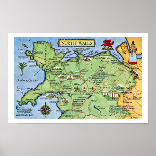 Vintage Colourful North Wales Print