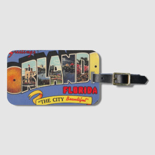 Vintage Colourful Orlando Florida  Luggage Tag