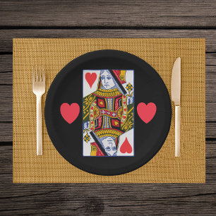 Vintage Colourful Ornate Queen With Hearts Paper Plate