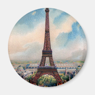 Vintage Colourful Painting Of Eiffel Tower Magnet