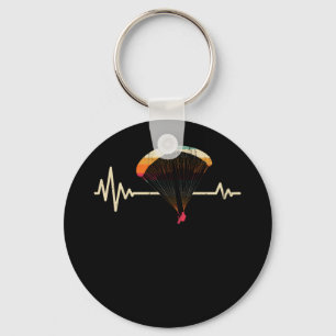 Vintage Colourful Paraglider Heartbeat Paragliding Key Ring