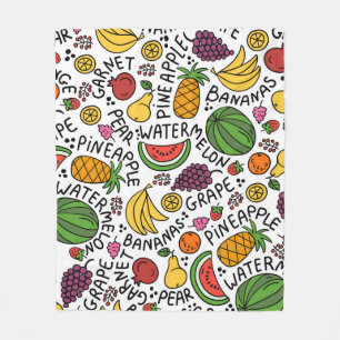 vintage colourful pattern on the theme of food, pr fleece blanket