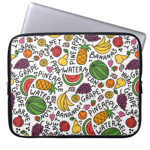 vintage colourful pattern on the theme of food, pr laptop sleeve