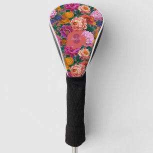 Vintage Colourful Peony Pattern Golf Head Cover