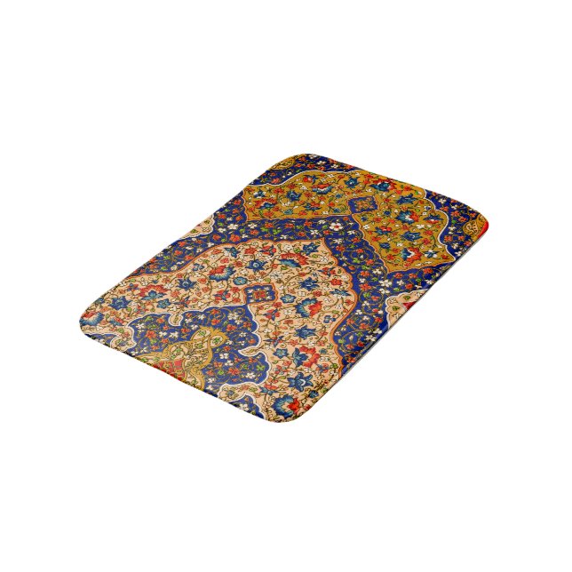 Vintage Colourful Persian Floral Art Bath Mat (Angled)