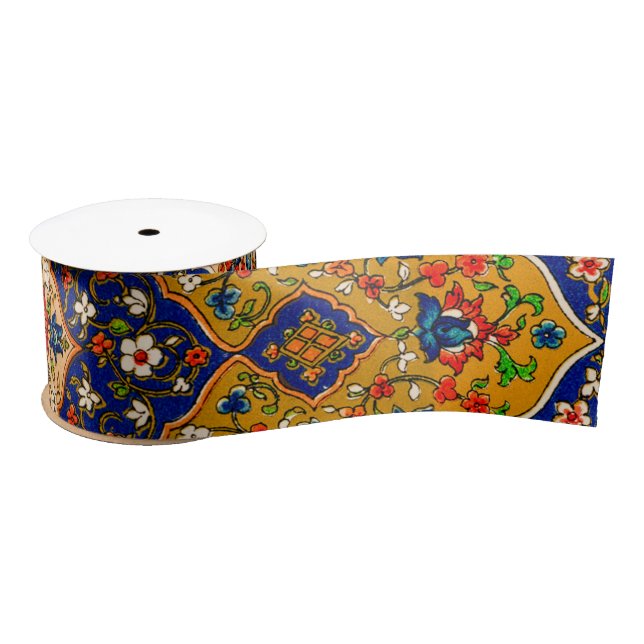 Vintage Colourful Persian Floral Art Satin Ribbon (Spool)
