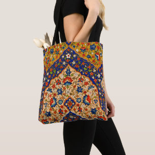 Vintage Colourful Persian Floral Art Tote Bag