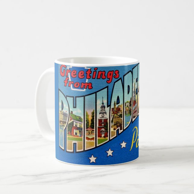 Vintage Colourful Philadelphia Coffee Mug (Front Left)