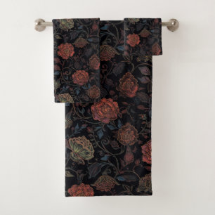 Vintage colourful Rainbow Floral Bath Towel Set