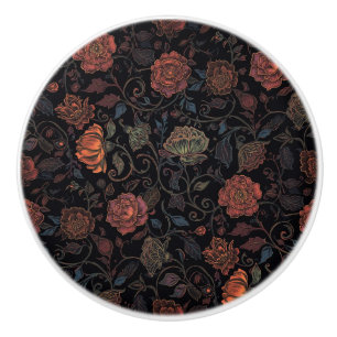 Vintage colourful Rainbow Floral Ceramic Knob