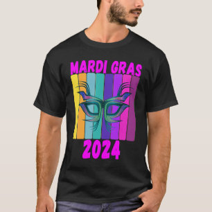 Vintage Colourful Retro Mens Womens Fun 2024 Mardi T-Shirt