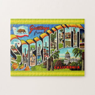 Vintage Colourful Sacramento CA Jigsaw Puzzle