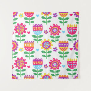 vintage colourful seamless pattern with cheerful f tapestry