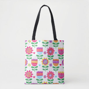 vintage colourful seamless pattern with cheerful f tote bag