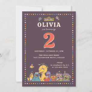 Vintage Colourful Sesame Street Character Birthday Invitation