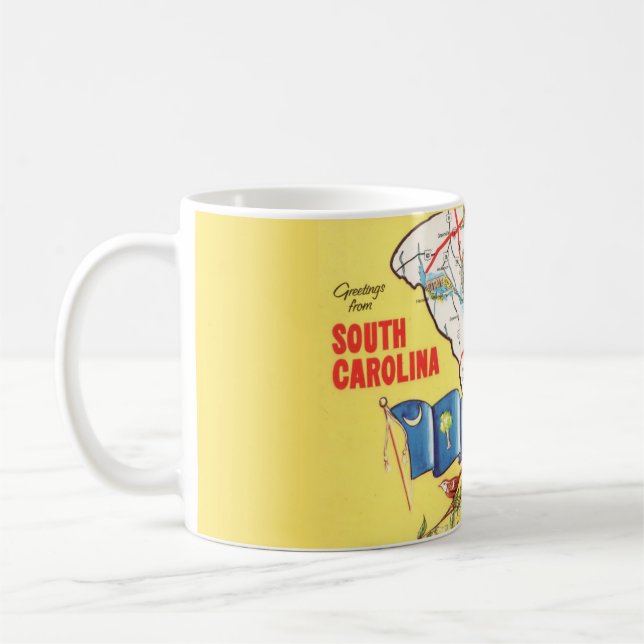 Vintage Colourful South Carolina Map Mug  (Left)