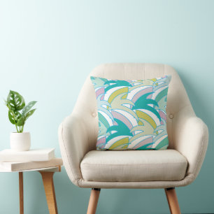 Vintage Colourful Tropical Leaves Vintage Cushion