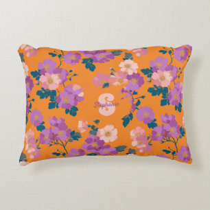 Vintage Colourful Wild Roses Pattern Decorative Cushion