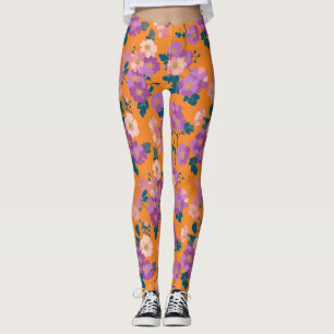 Vintage Colourful Wild Roses Pattern Leggings