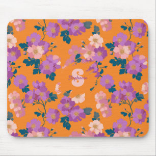 Vintage Colourful Wild Roses Pattern Mouse Pad