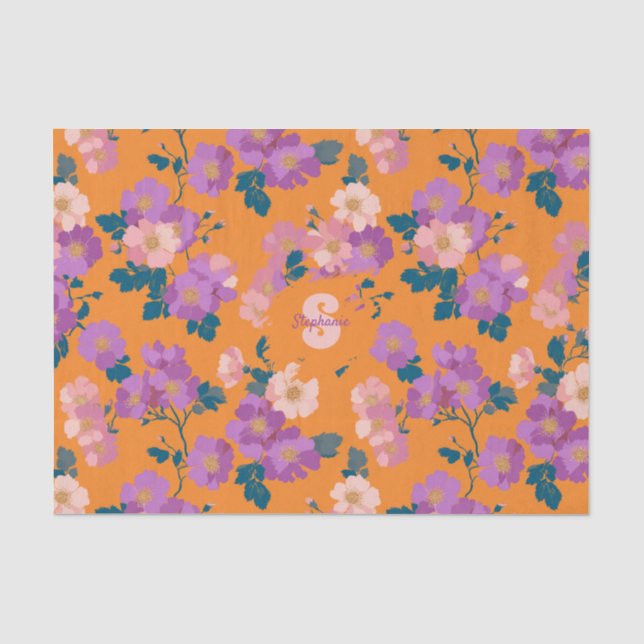 Vintage Colourful Wild Roses Pattern Tissue Paper (Front)