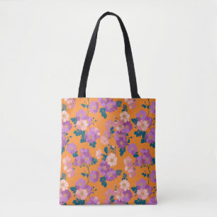 Vintage Colourful Wild Roses Pattern Tote Bag