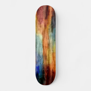 Vintage Colourful Wood Abstract Art 4 Skateboard