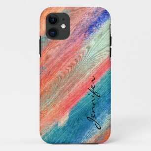 Vintage Colourful Wood Grain Texture #4 iPhone 11 Case
