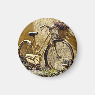Vintage Colourful Yellow Bicycle Magnet
