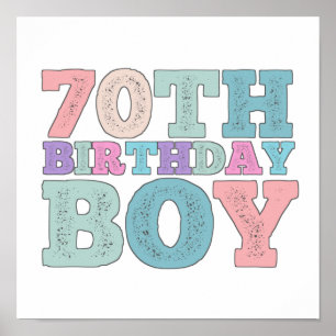 Vintage colours Distressed 70th birthday boy Poster
