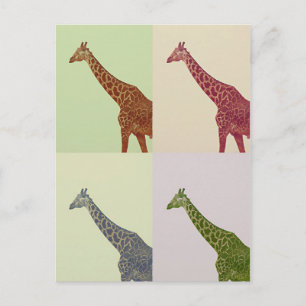 Vintage Colours Giraffes Postcard