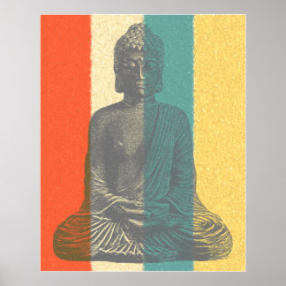 Vintage Colours Meditating Buddha Poster