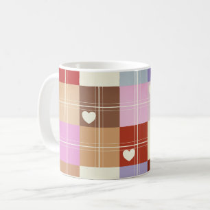 Vintage Colours, Plaids And Hearts Coffee Mug