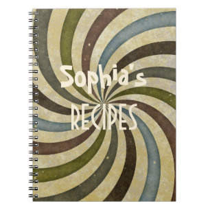 Vintage colours spiral recipe retro notebook