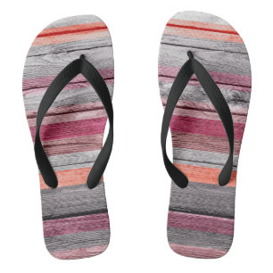 Vintage Colours Stripes Wood Look #2 Thongs
