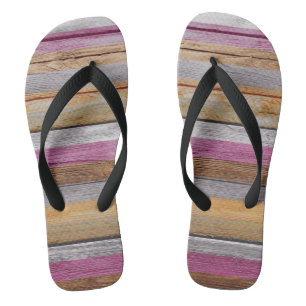 Vintage Colours Stripes Wood Look #4 Thongs