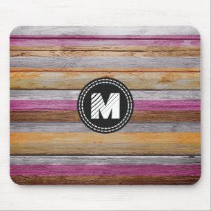 Vintage Colours Stripes Wood Look #7 Mouse Pad