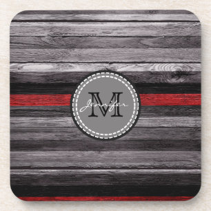 Vintage Colours Wood Look Monogram #11 Coaster