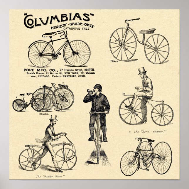 Vintage Columbia Bicycle Ad Poster (Front)