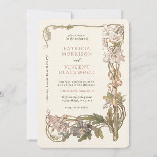 Vintage Columbine Frame Wedding Invitation