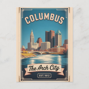 Vintage Columbus Ohio Retro Travel Holiday Postcard