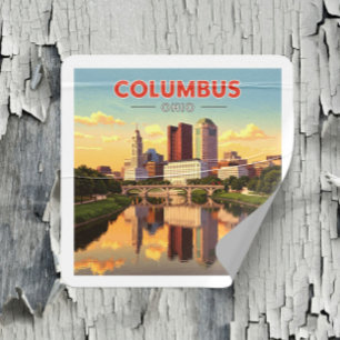 Vintage Columbus Ohio Square Sticker