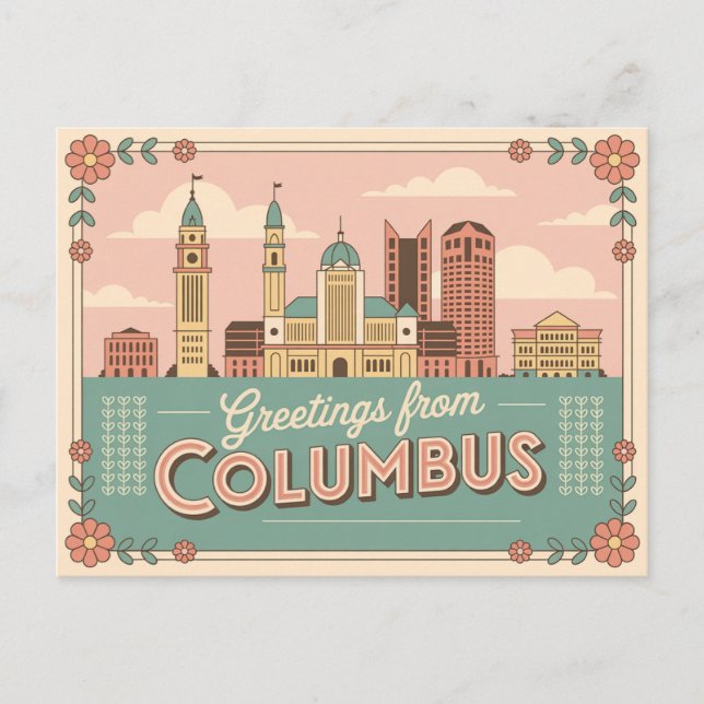 Vintage Columbus Postcard | Greetings from (Front)