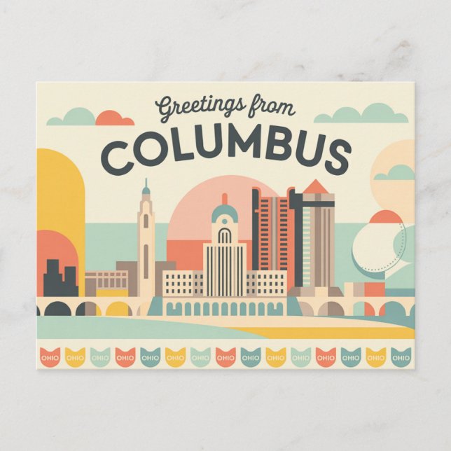 Vintage Columbus Postcard | Greetings from (Front)
