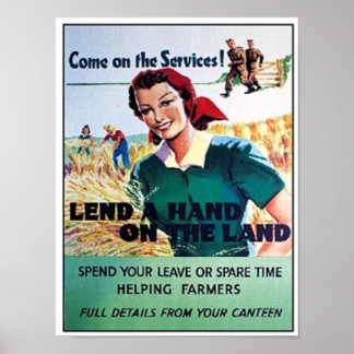 Vintage Come on the Service Lend a Hand on the Lan Poster