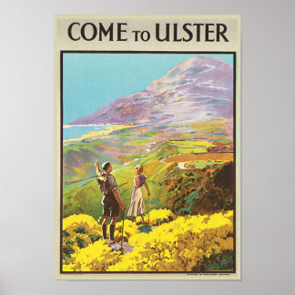 Vintage Come to Ulster British Isles Travel Poster