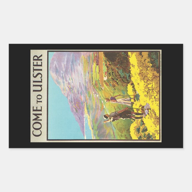 Vintage Come to Ulster British Isles Travel Poster Rectangular Sticker (Front)