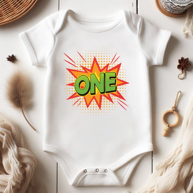 Vintage Comic 1st Birthday ﻿Gender Neutral Newborn Baby Bodysuit (Vintage Comic 1st Birthday ﻿Gender Neutral Newborn Baby Bodysuit)