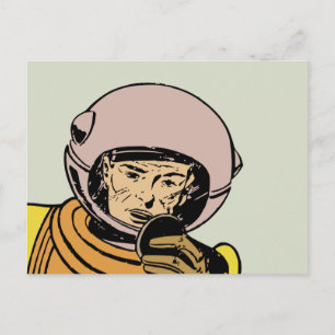 Vintage Comic Book Astronaut Hero Postcard